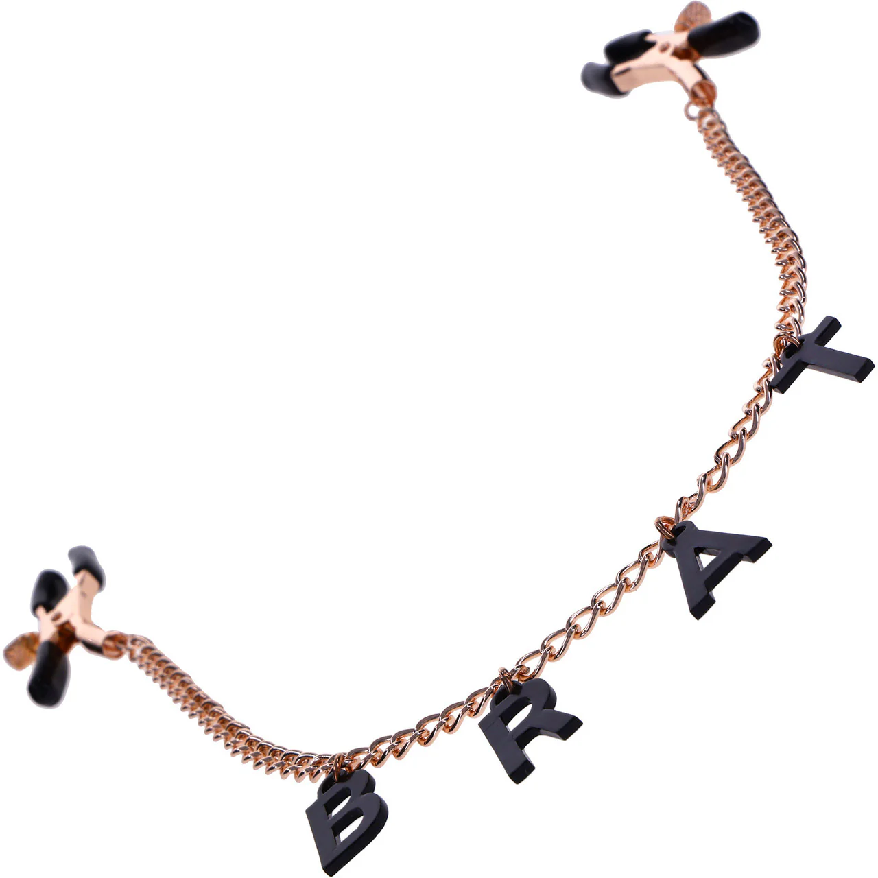 Sex & Mischief Brat Charmed Nipple Clamps By Sportsheets - Rose Gold & Black - Image 3