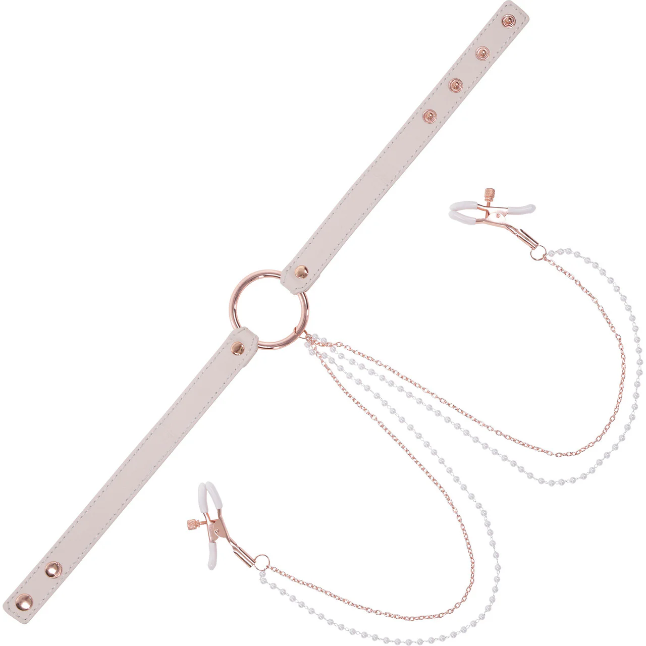 Sex & Mischief Peaches 'n CreaMe Collar With Nipple Clamps By Sportsheets - Rose Gold & Peach - Image 5