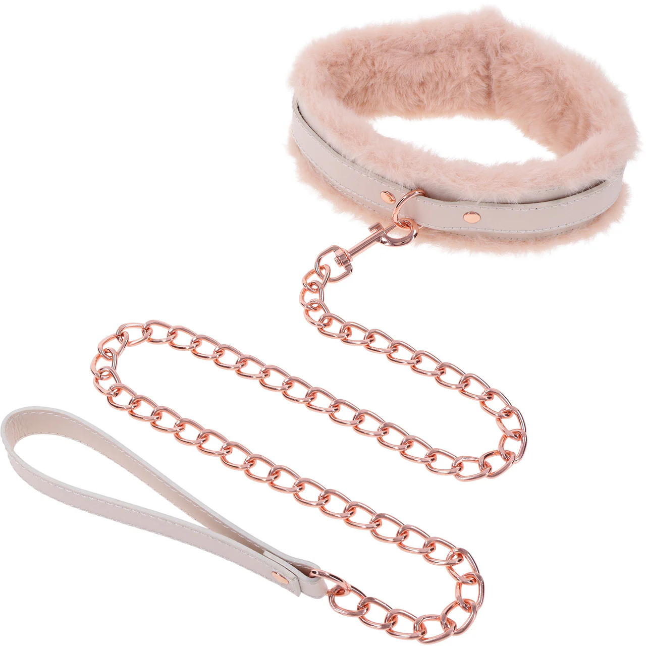 Sex & Mischief Peaches 'n CreaMe Fur Collar & Leash By Sportsheets - Rose Gold & Peach - Image 5