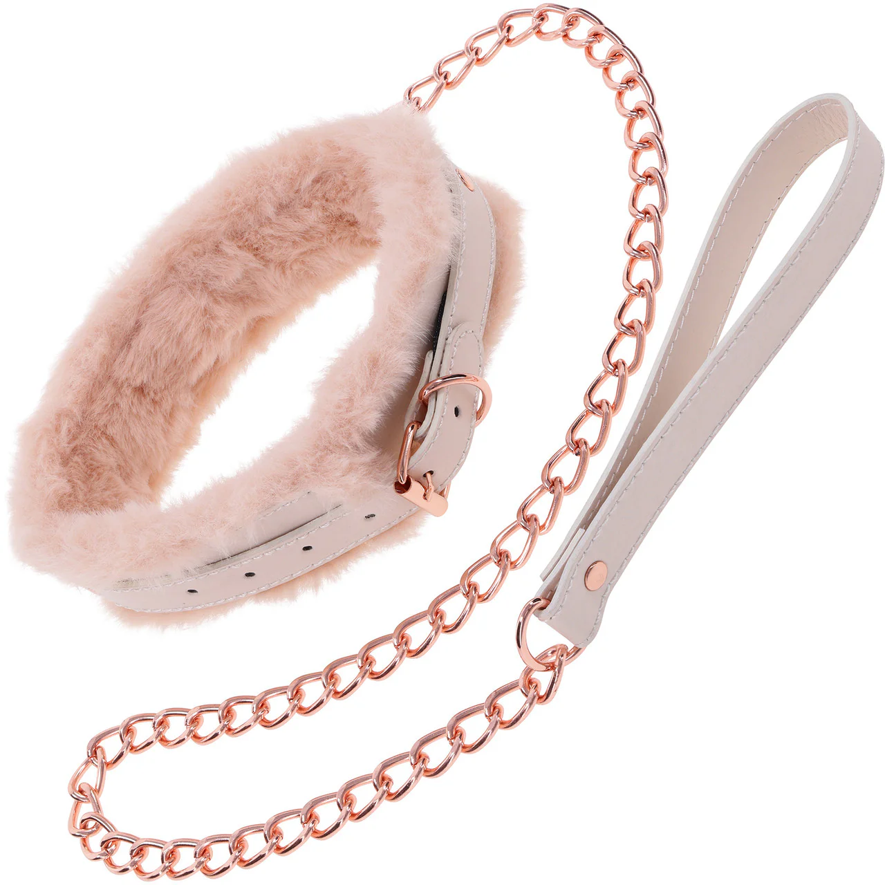 Sex & Mischief Peaches 'n CreaMe Fur Collar & Leash By Sportsheets - Rose Gold & Peach - Image 6