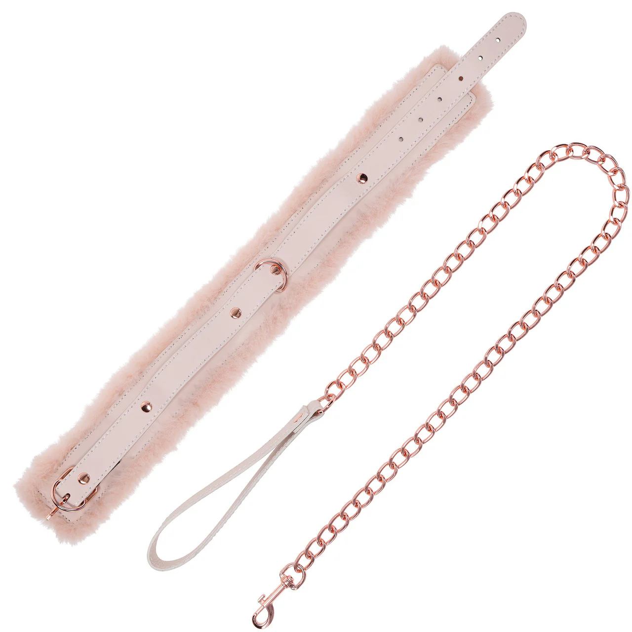 Sex & Mischief Peaches 'n CreaMe Fur Collar & Leash By Sportsheets - Rose Gold & Peach - Image 7