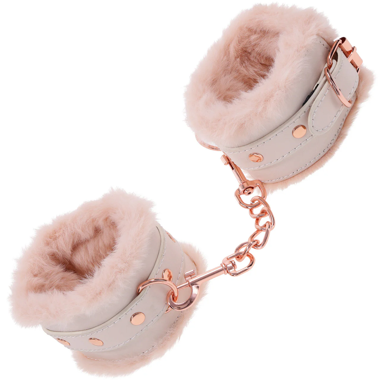 Sex & Mischief Peaches 'n CreaMe Fur Handcuffs By Sportsheets - Rose Gold & Peach - Image 9