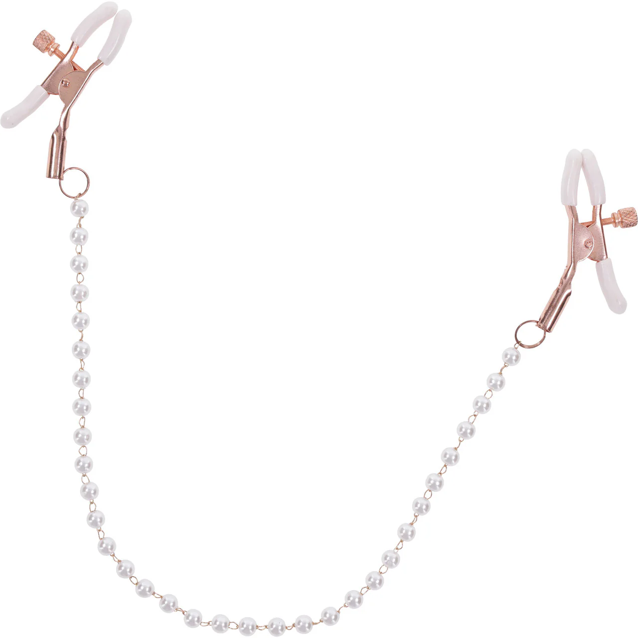 Sex & Mischief Peaches 'n CreaMe Pearl Nipple Clamps By Sportsheets - Rose Gold & White - Image 3