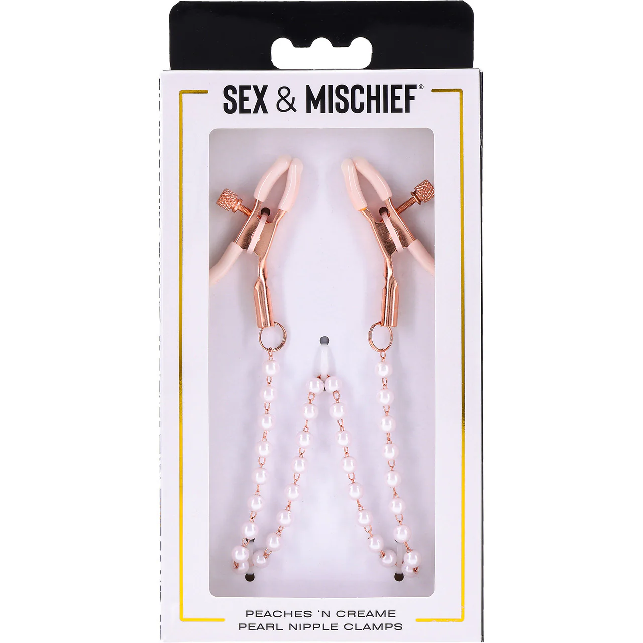 Sex & Mischief Peaches 'n CreaMe Pearl Nipple Clamps By Sportsheets - Rose Gold & White - Image 8