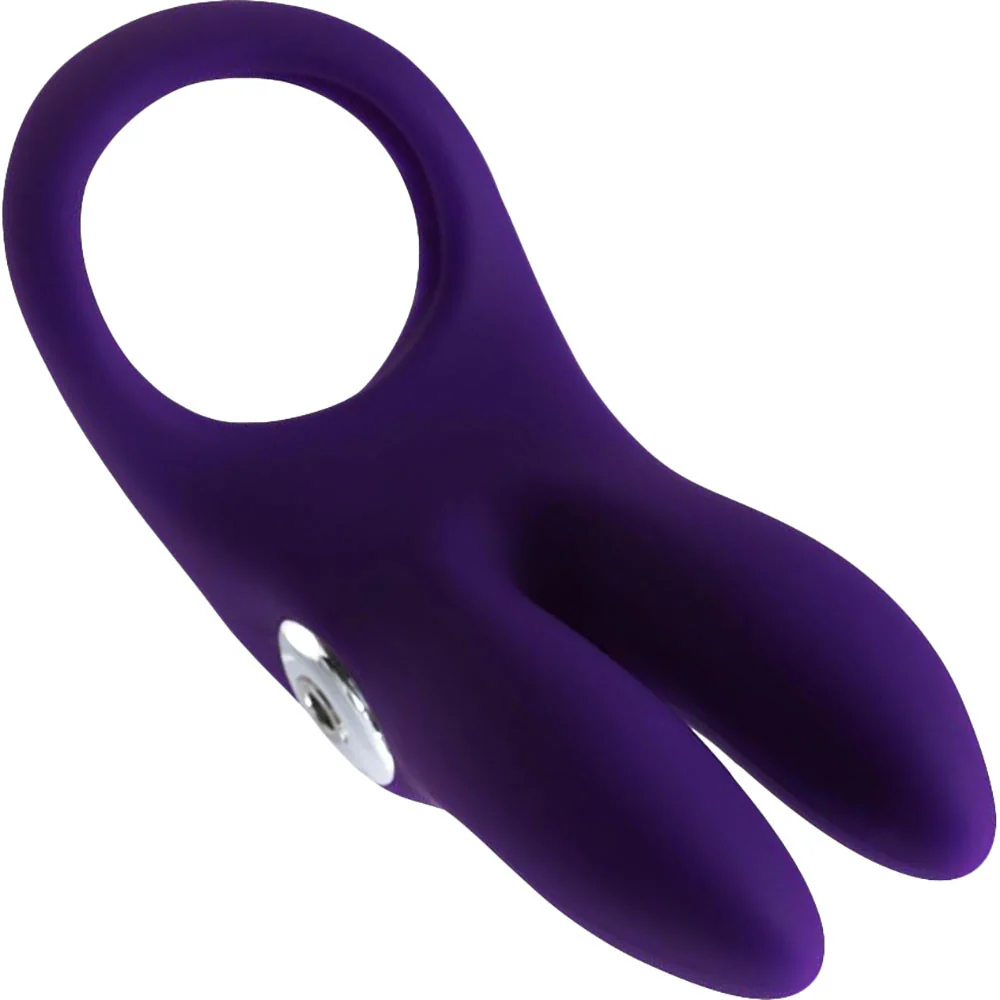 Sexy Bunny Rechargeable Silicone Vibrating Cock Ring by VeDO - Purple - Image 2