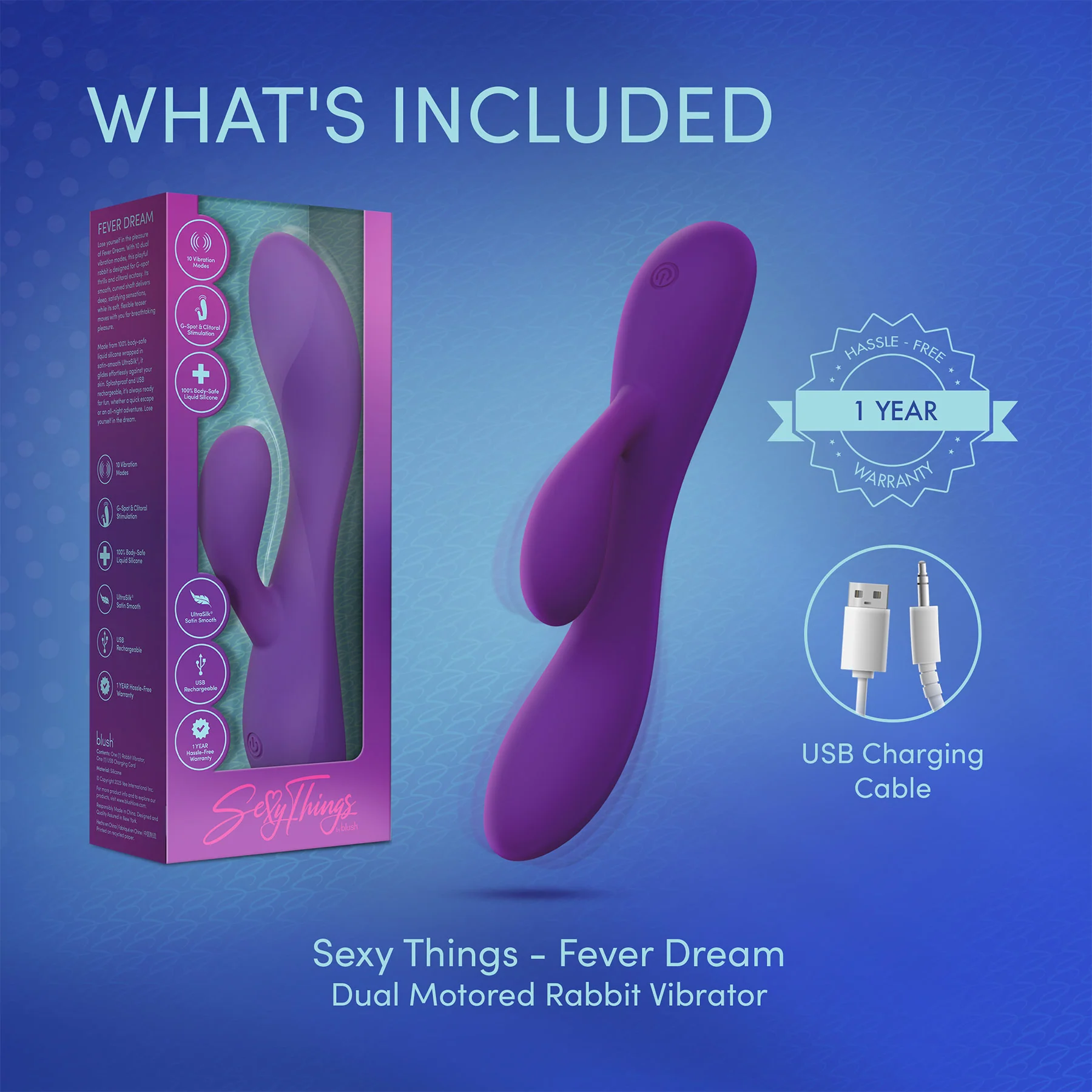 Sexy Things Fever Dream Rechargeable Silicone Rabbit Vibrator - Image 12