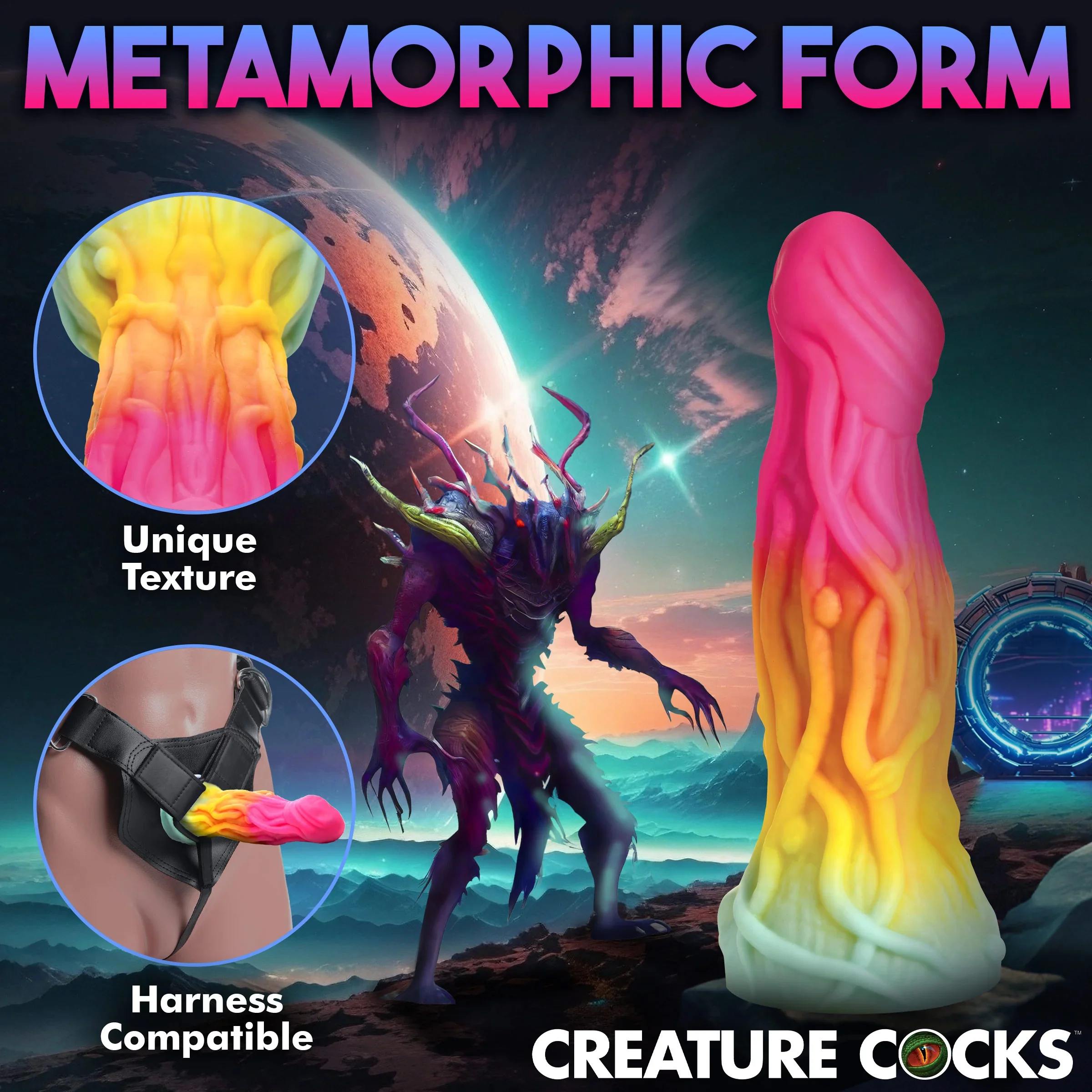 Shape Shifter 8" Silicone Suction Cup Dildo By Creature Cocks - Image 4