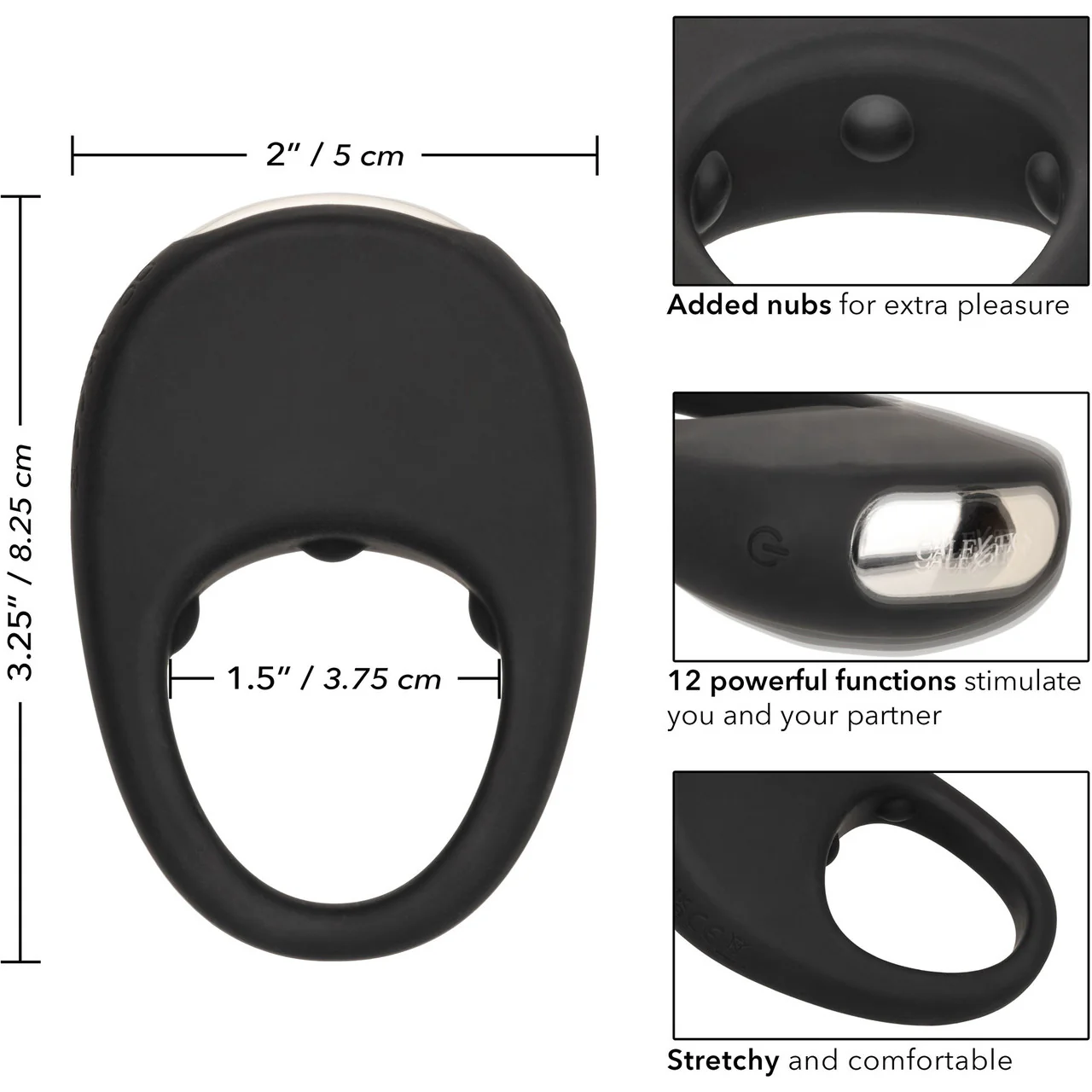 Silicone Rechargeable Pleasure Ring Vibrating Cock Ring By CalExotics - Image 9
