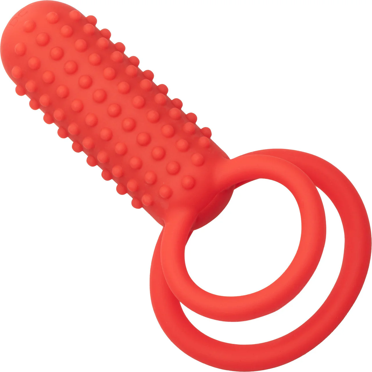 Silicone Rechargeable Vertical Dual Enhancer Vibrating Cock Ring By CalExotics - Red - Image 3