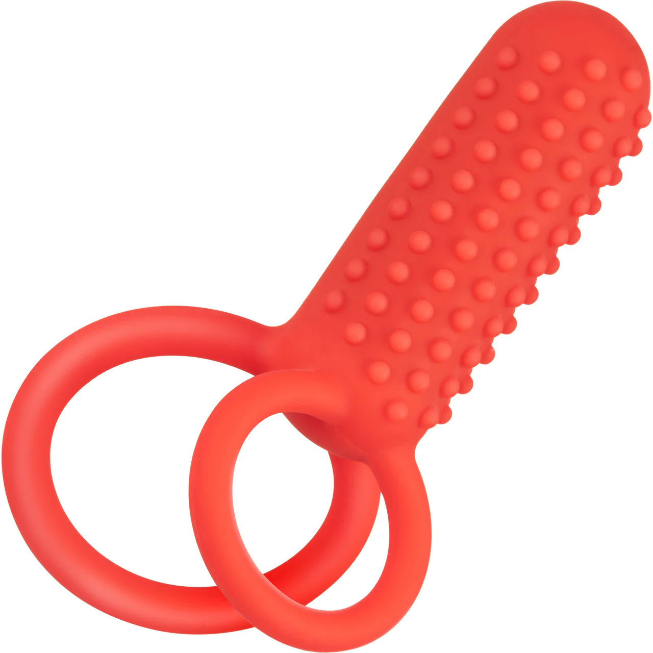 Silicone Rechargeable Vertical Dual Enhancer Vibrating Cock Ring By CalExotics - Red - Image 4