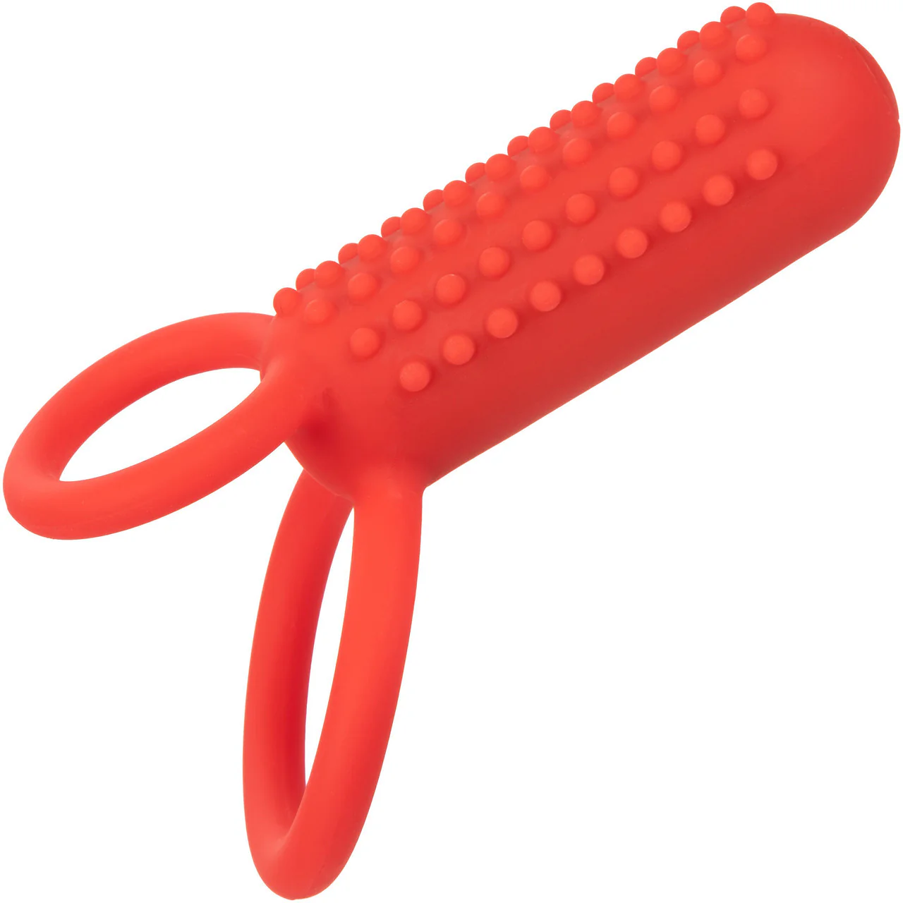 Silicone Rechargeable Vertical Dual Enhancer Vibrating Cock Ring By CalExotics - Red - Image 6