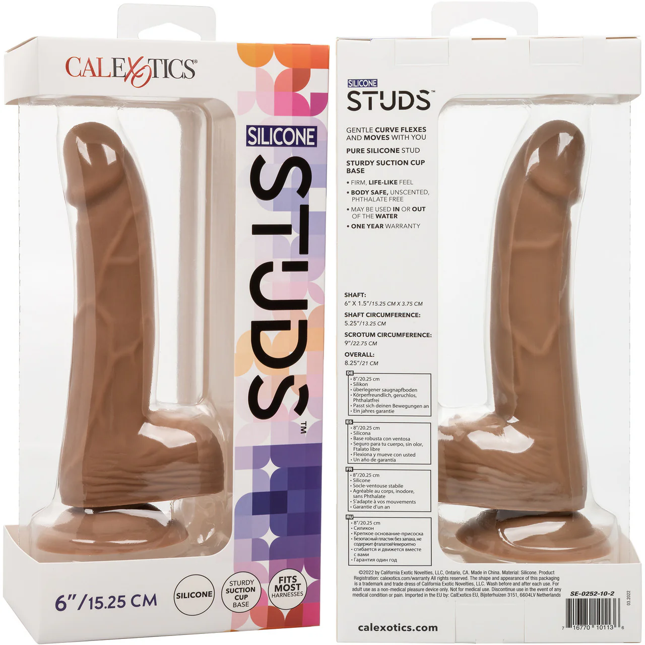 Silicone Studs Realistic 6" Suction Cup Dildo - Caramel - Image 11