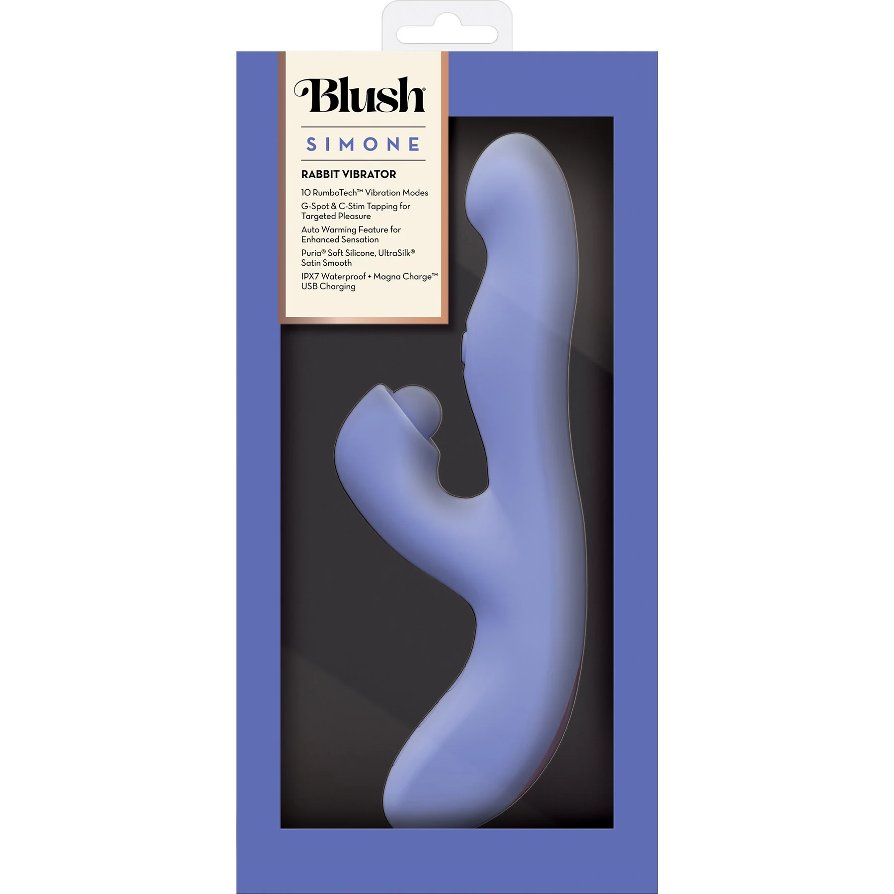 Simone Rechargeable Silicone Warming & Tapping Rabbit Vibrator By Blush - Image 13