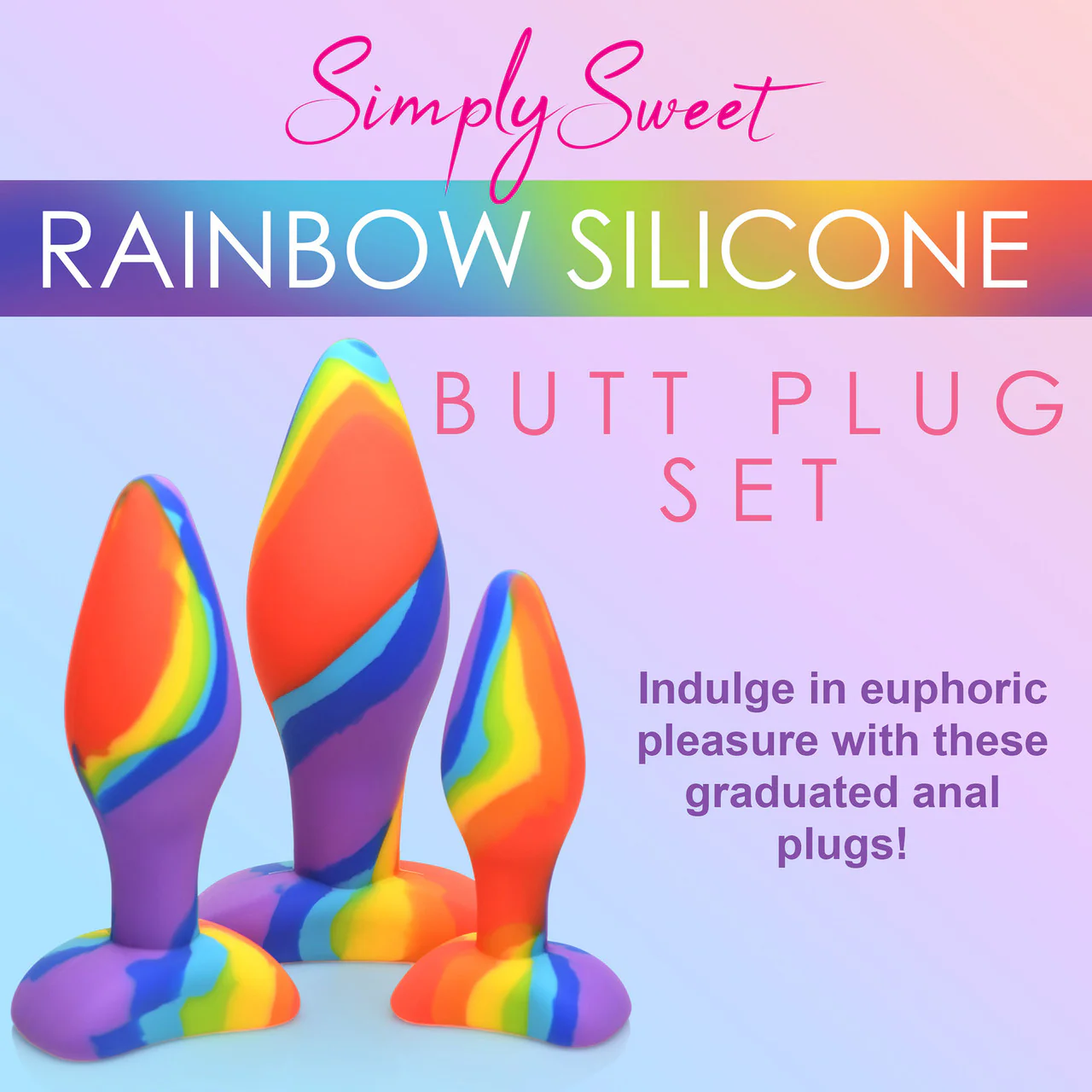 Simply Sweet Rainbow 3-Piece Silicone Butt Plug Set - Image 13