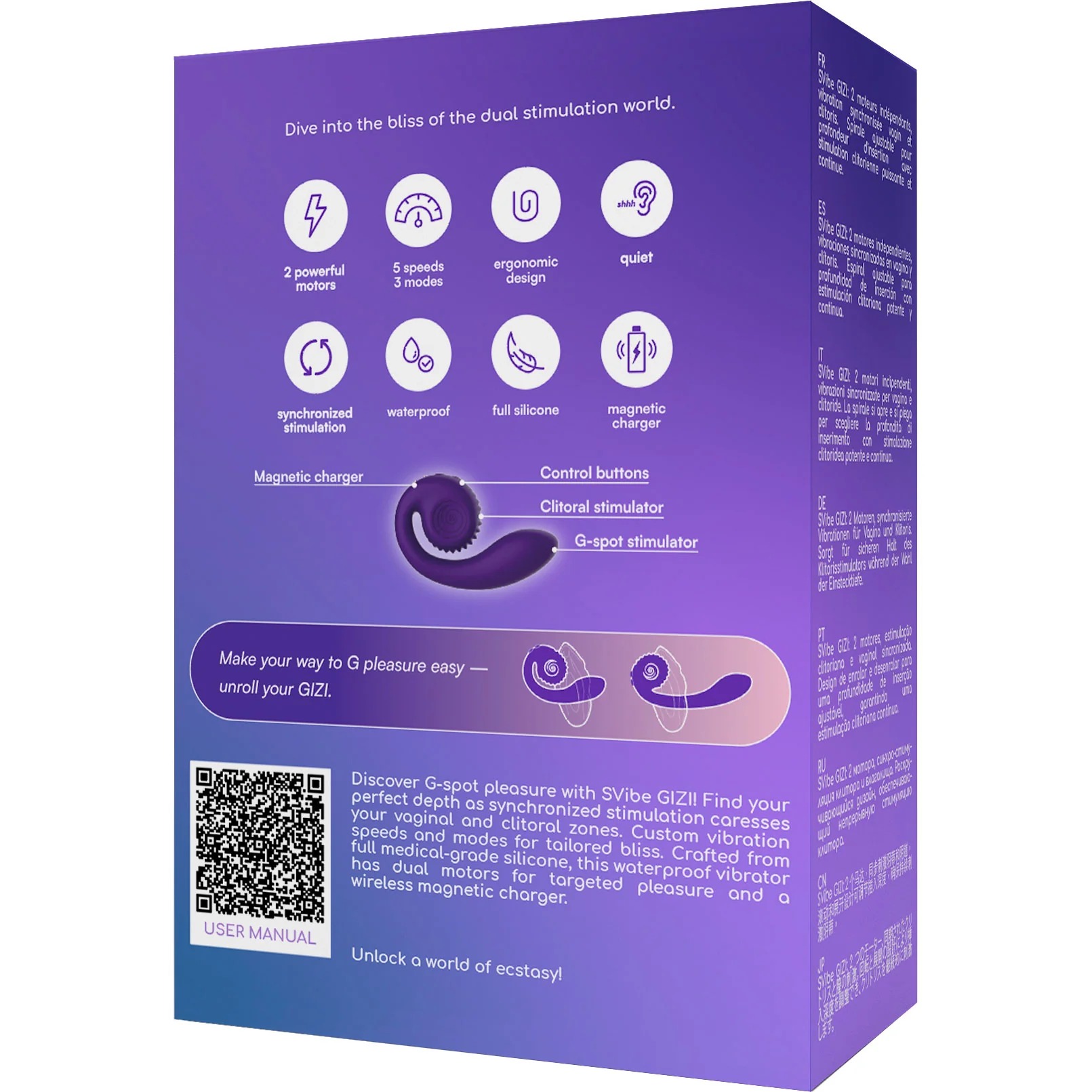 SVibe Snail Gizi Silicone Rechargeable Waterproof Dual Stimulation Vibrator - Image 16