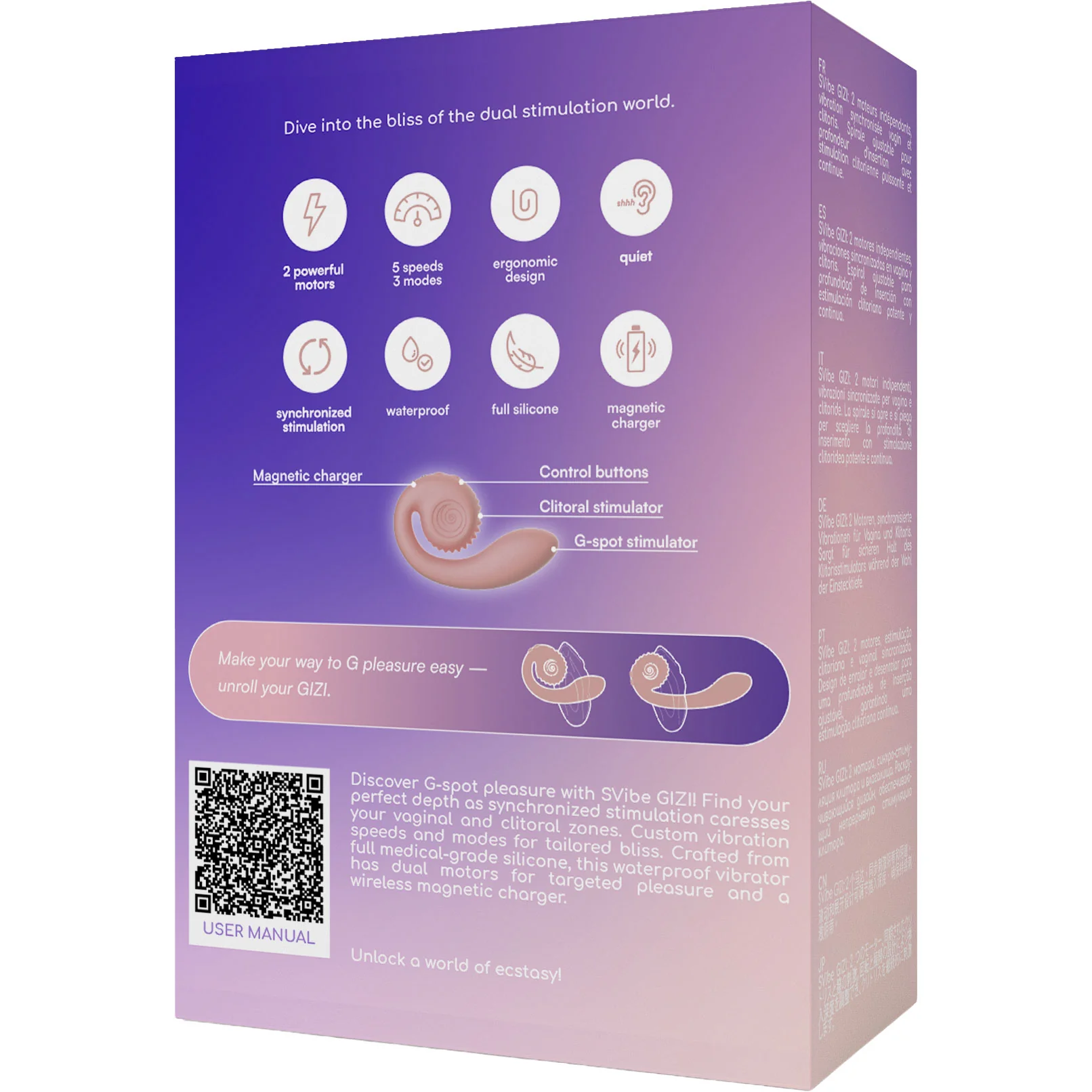 SVibe Snail Gizi Silicone Rechargeable Waterproof Dual Stimulation Vibrator - Image 24