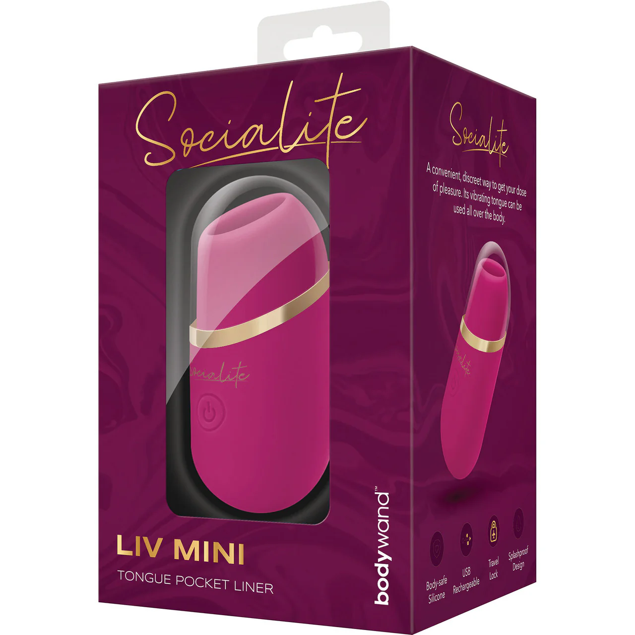 Socialite LIV MINI Tongue Rechargeable Silicone Waterproof Pocket Licker By Bodywand - Pink - Image 4