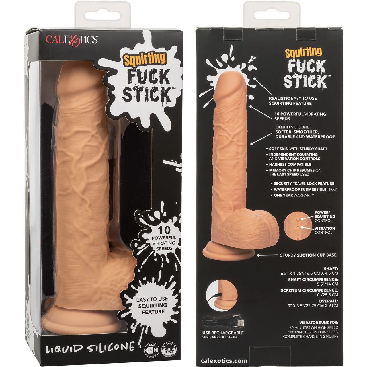 Squirting Fuck Stick 9" Vibrating Realistic Silicone Suction Cup Dildo By CalExotics - Vanilla - Image 18