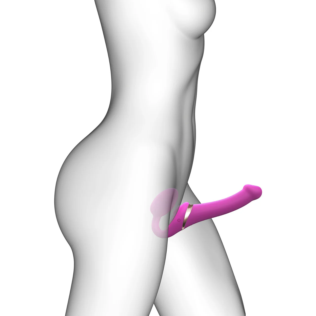 Strap-on-Me Multi Orgasm Silicone Vibrating 3 Motor Remote Strapless Strap-On, Medium - Fuchsia - Image 2