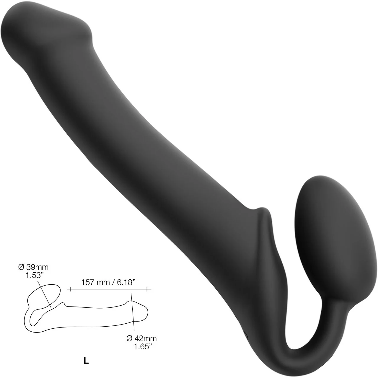 Strap-on-Me Silicone Vibrating Remote Control Strapless Strap-On - Large Black - Image 5