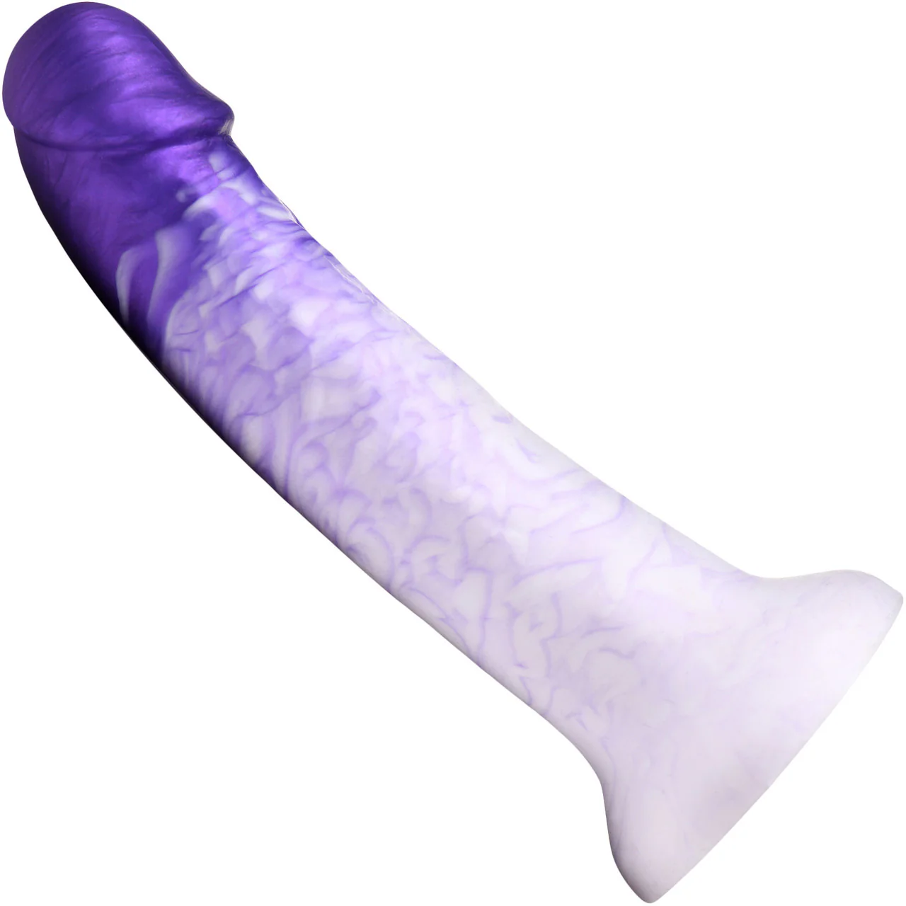 Strap U Real Swirl Realistic 6.9" Silicone Suction Cup Dildo - Purple & White - Image 2
