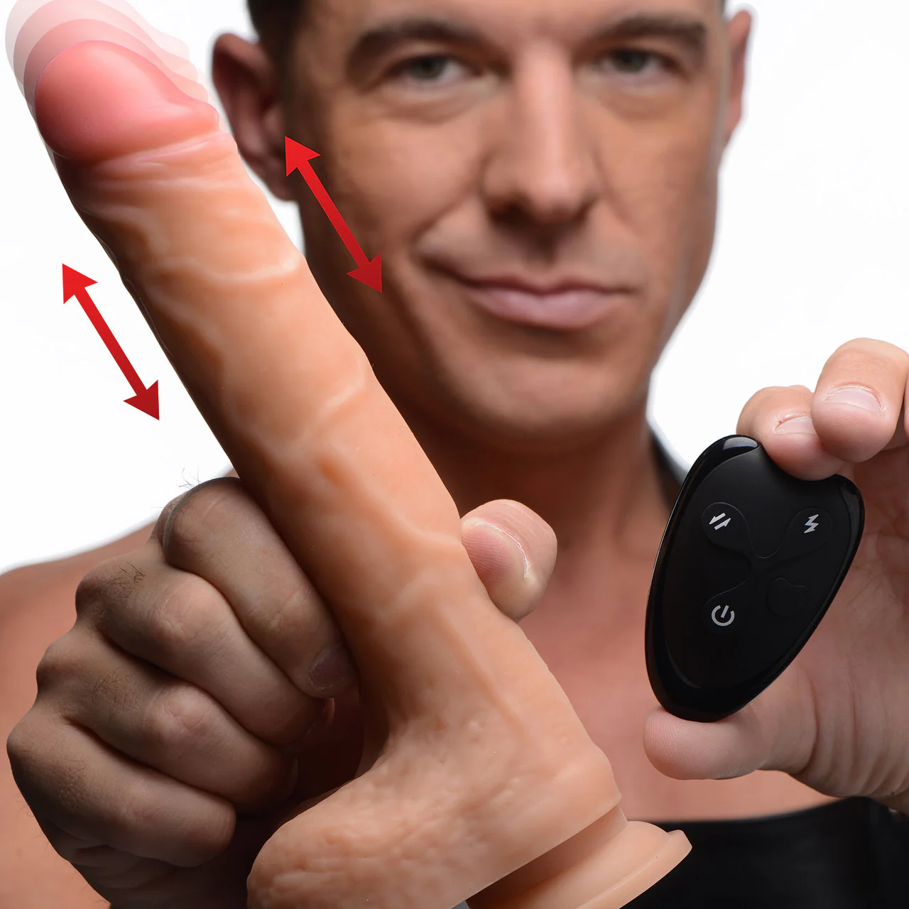 Strap U Real Thrust Silicone Thrusting & Vibrating Rechargeable Dildo With Remote - Vanilla - Image 11