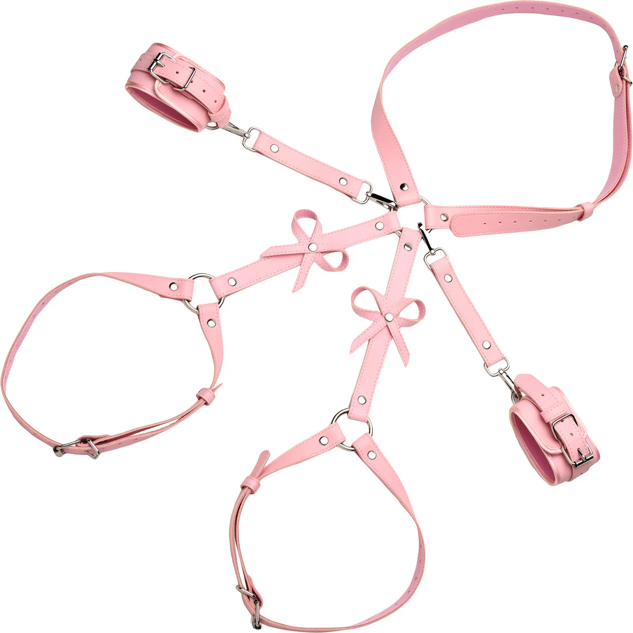 Strict Bondage Harness with Bows - Medium / Large, Pink - Image 8