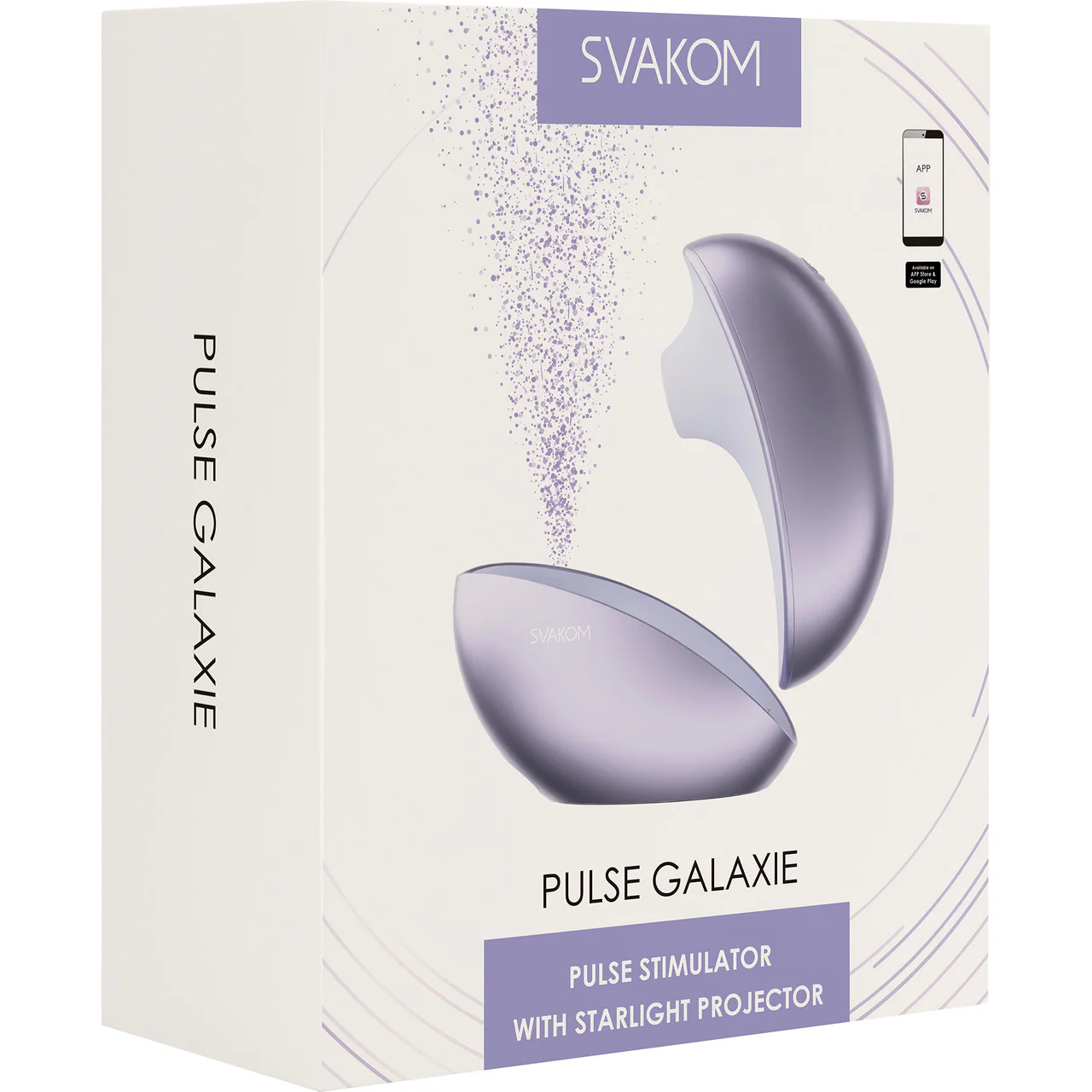 SVAKOM Pulse Galaxie App Enabled Pressure Wave Clitoral Stimulator With Starlight Projector - Metallic Lilac - Image 9
