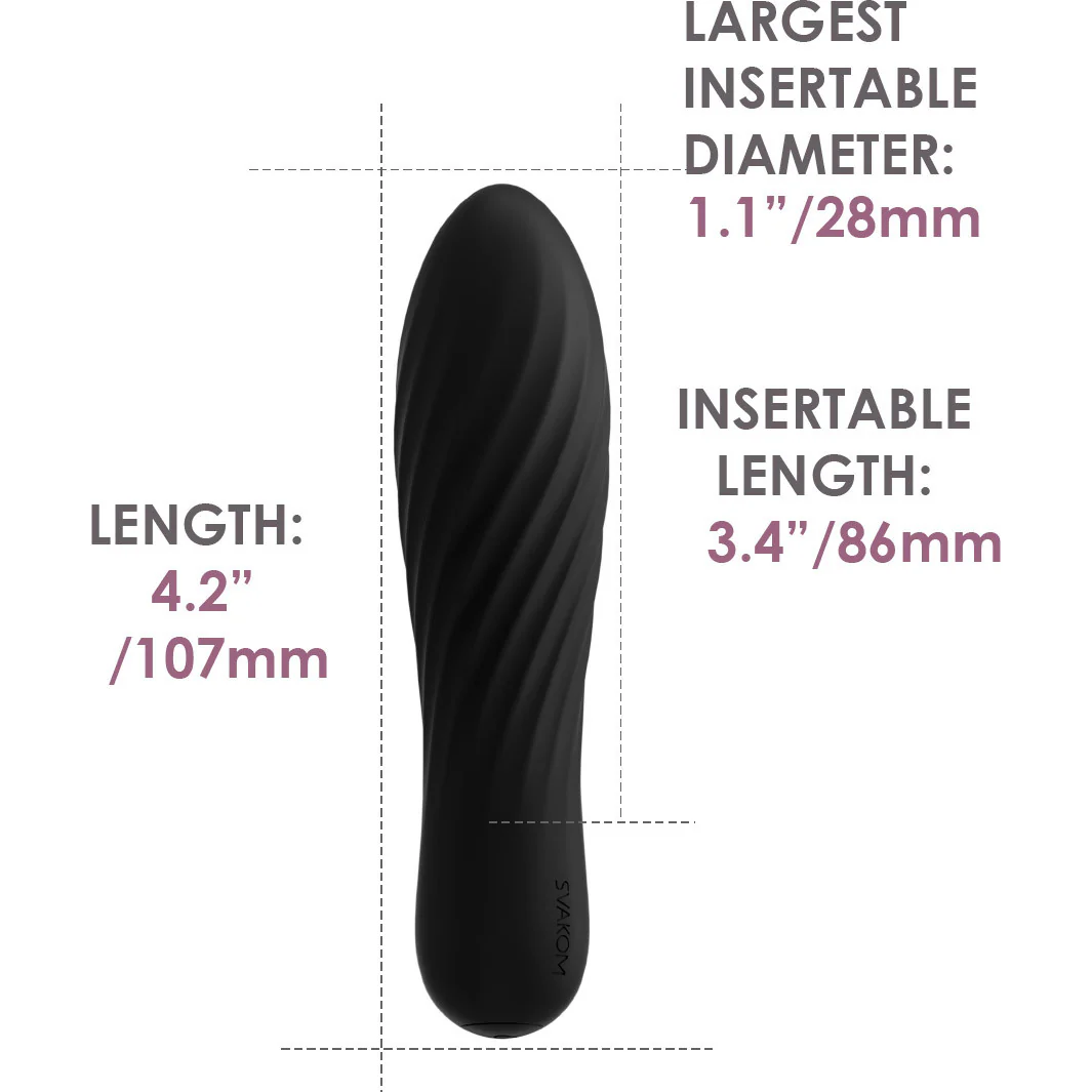 SVAKOM Tulip Rechargeable Waterproof Silicone Powerful Bullet Vibrator - Black - Image 5
