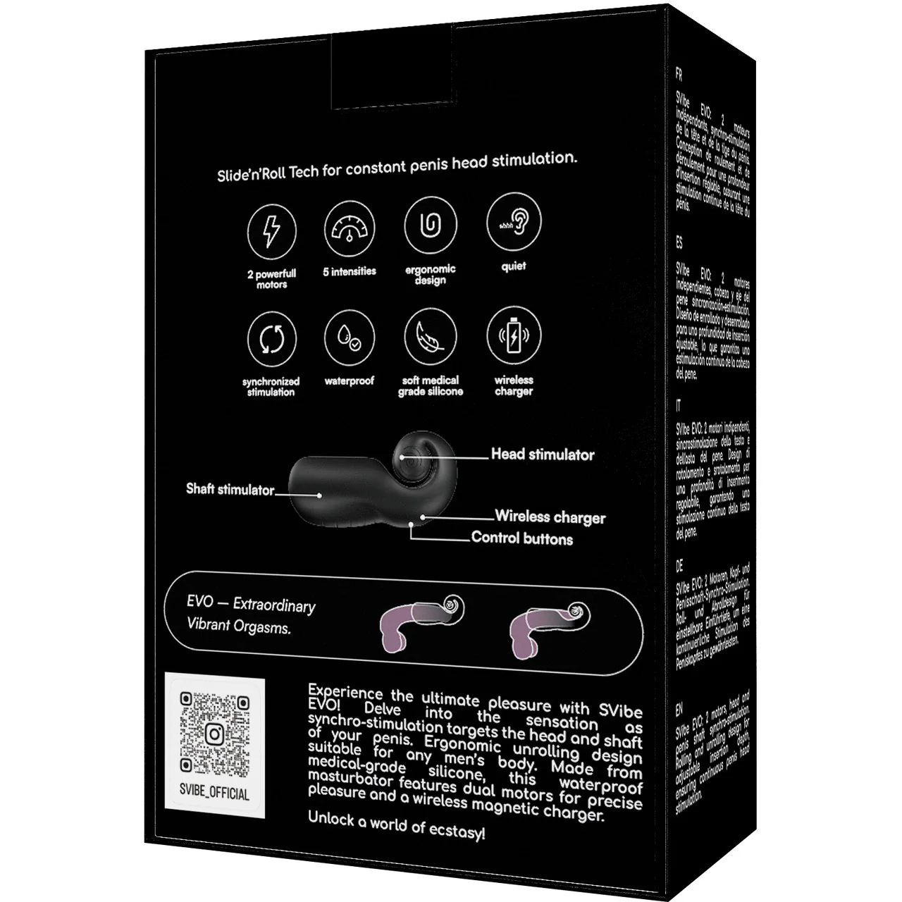 SVibe Snail EVO Silicone Penis Masturbator With Synchronized Head & Shaft Vibrations - Black - Image 11