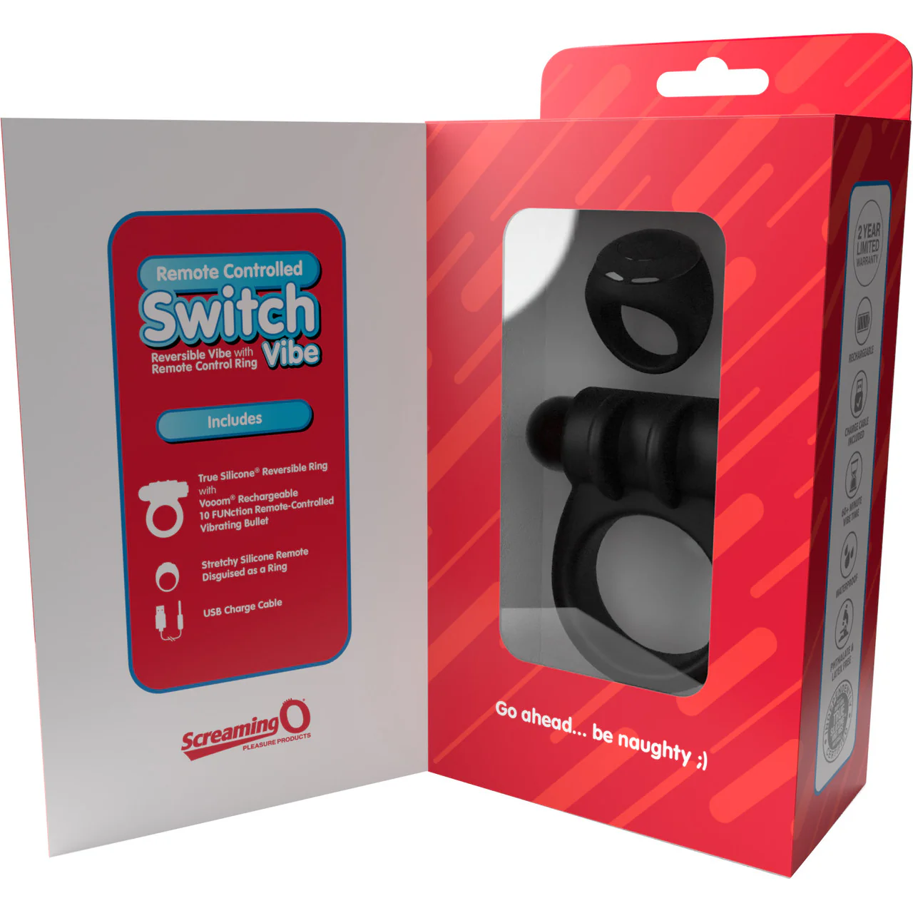 Switch Rechargeable Vibrating Silicone Cock Ring With Remote By Screaming O - Black - Image 4