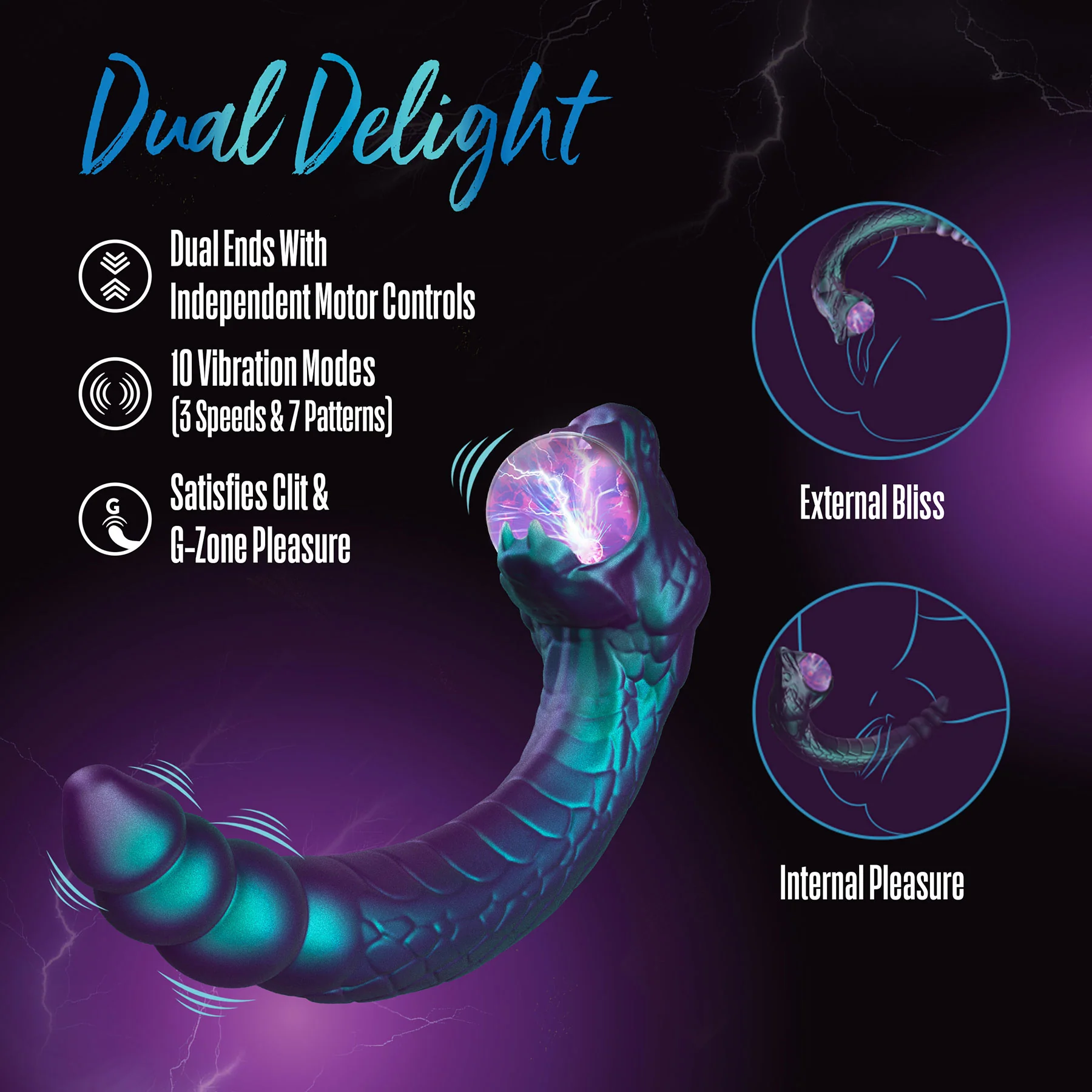 Temptasia By Blush Rattle Snake Pulse Vibrator With Mystical Plasma Globe - Dark Millenia - Image 10