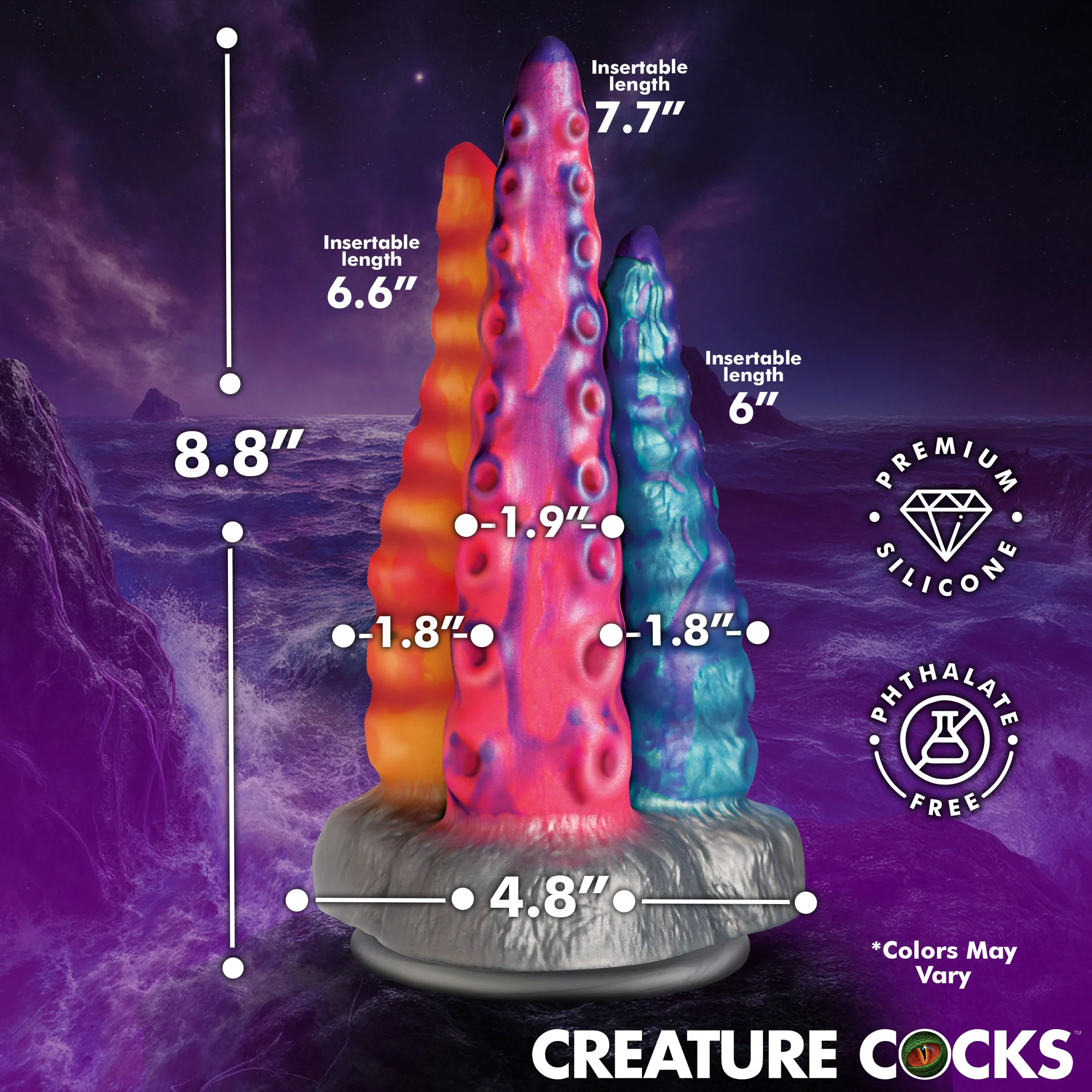 Tenta-Trio 8.8" Silicone Dildo By Creature Cocks - Image 8