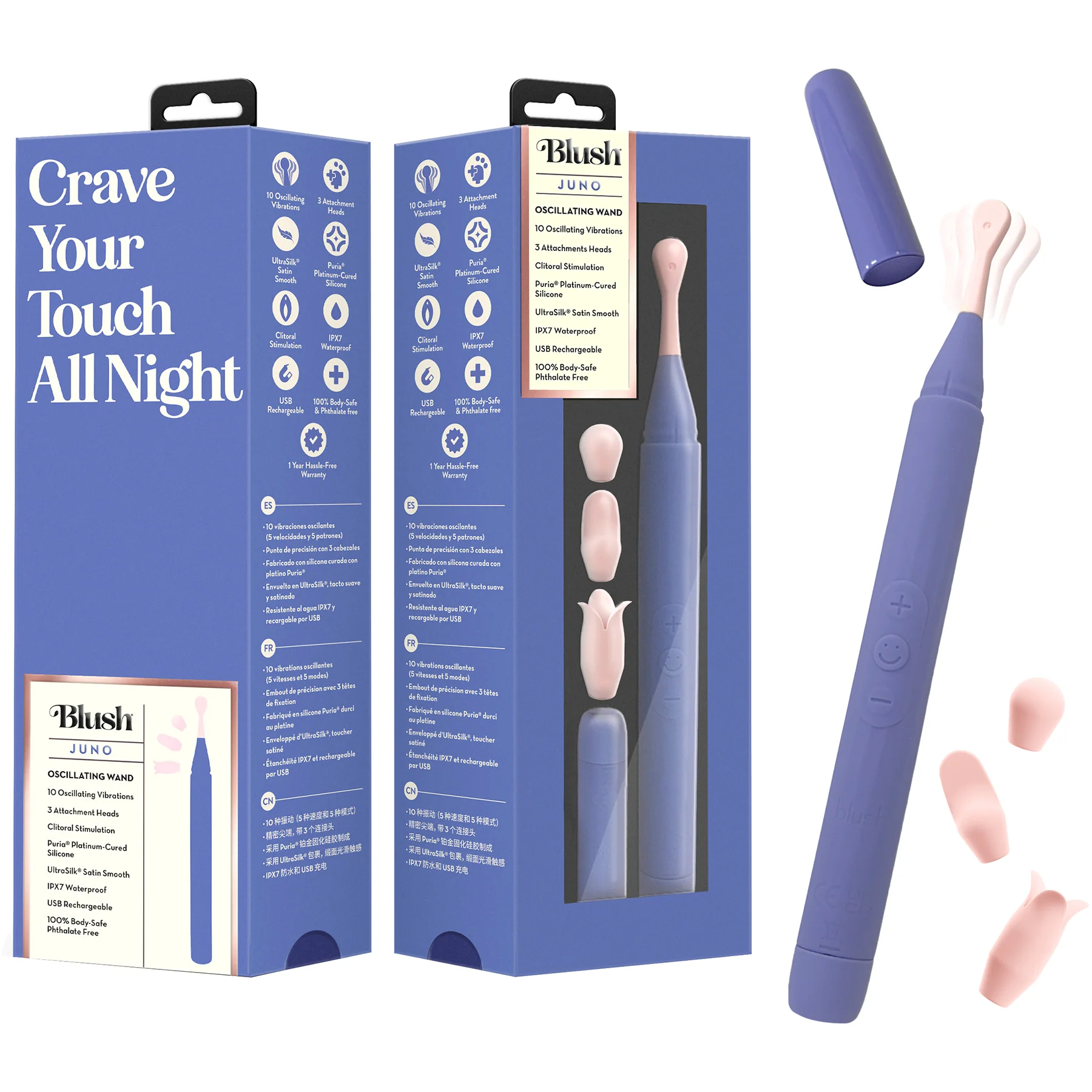 The Blush Collection Rechargeable Oscillating Wand Vibrator - Image 10