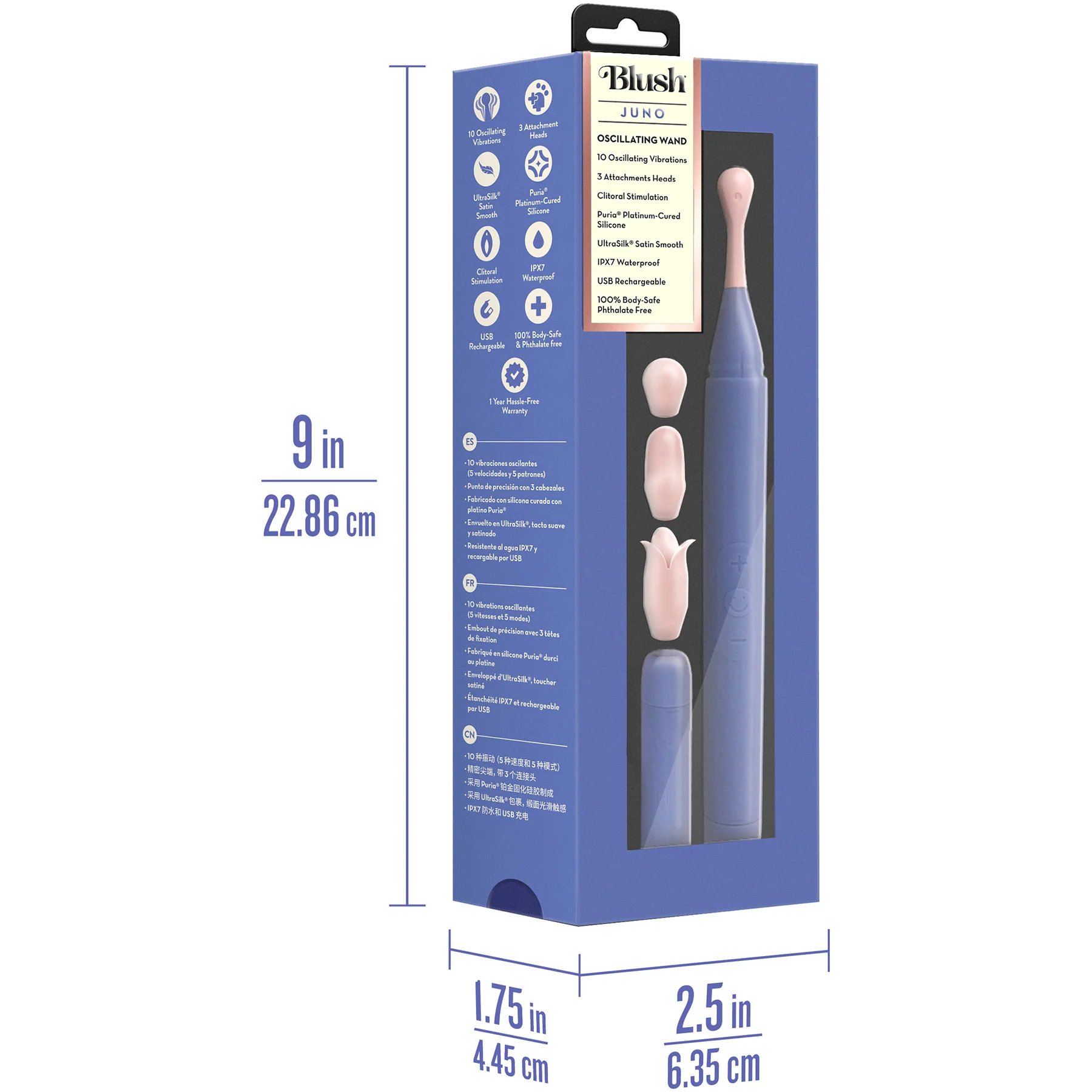 The Blush Collection Rechargeable Oscillating Wand Vibrator - Image 13
