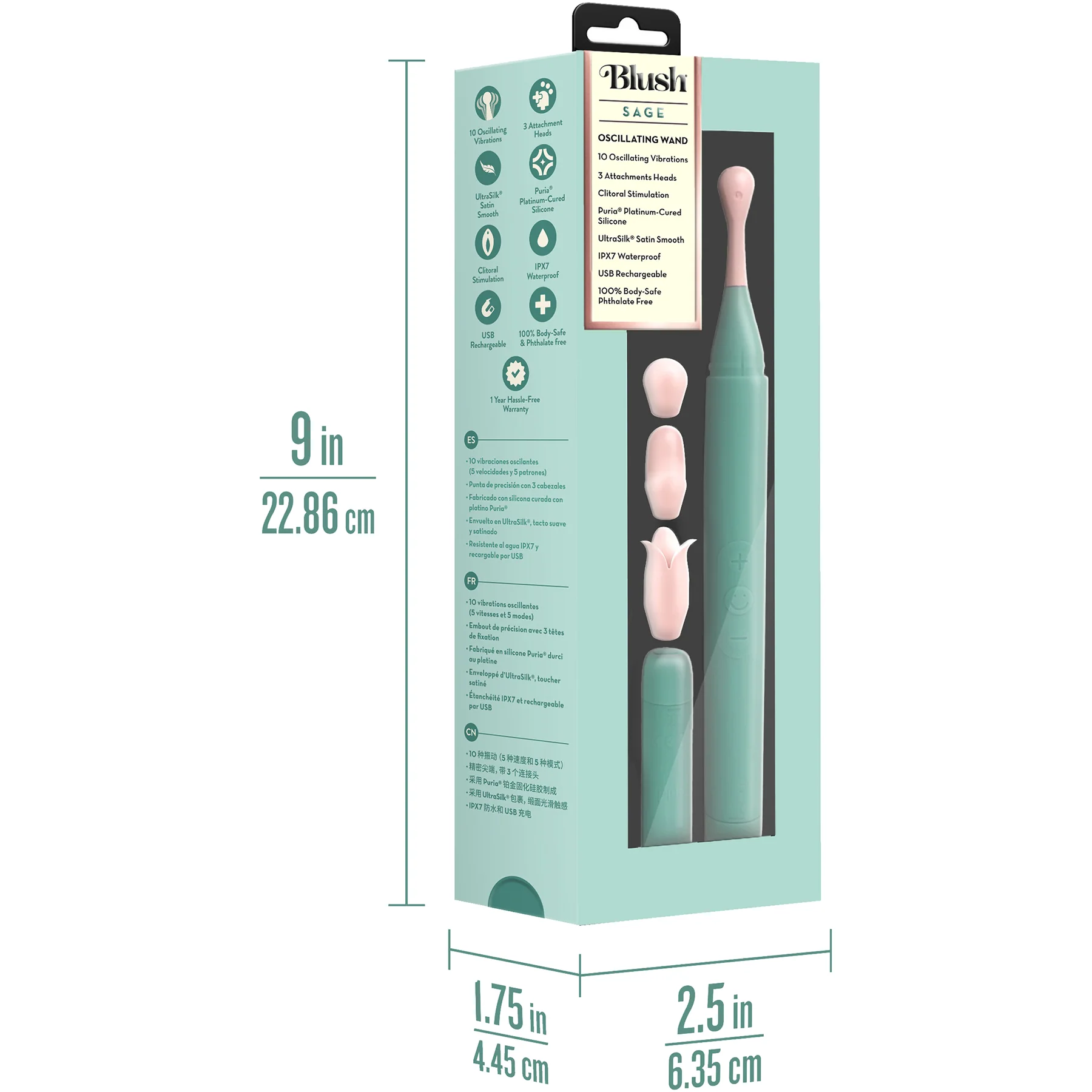 The Blush Collection Rechargeable Oscillating Wand Vibrator - Image 26