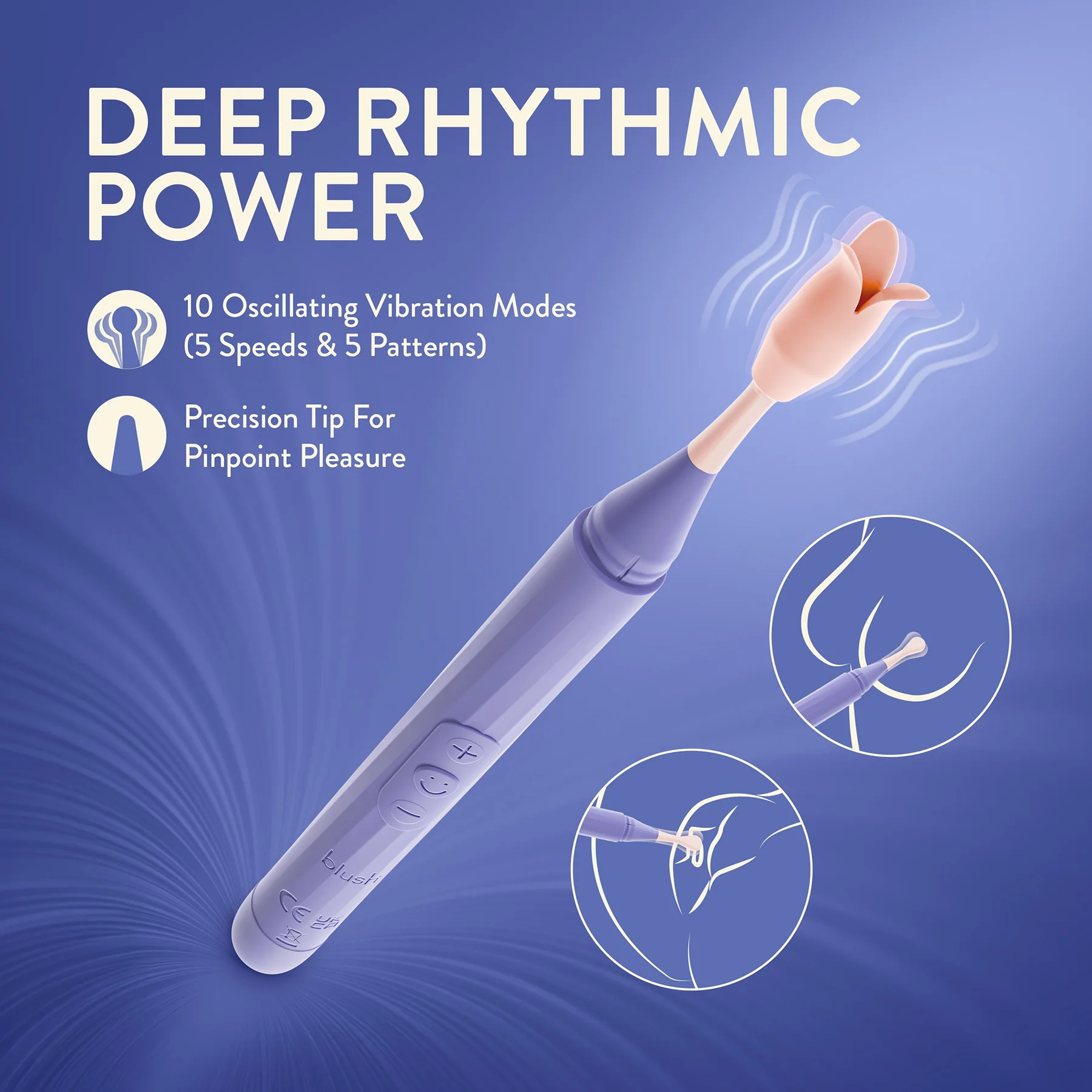 The Blush Collection Rechargeable Oscillating Wand Vibrator - Image 6