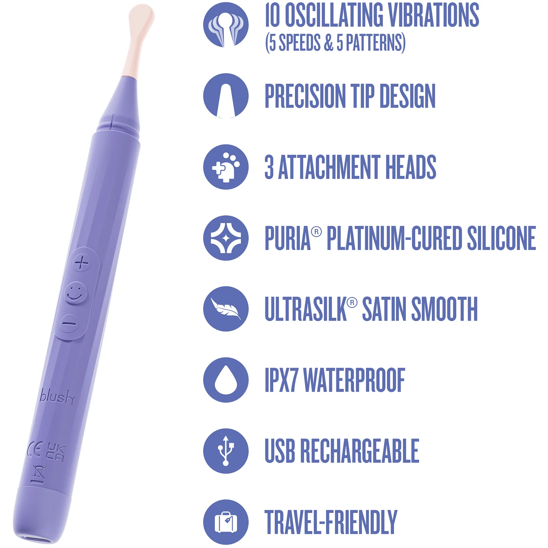 The Blush Collection Rechargeable Oscillating Wand Vibrator - Image 8