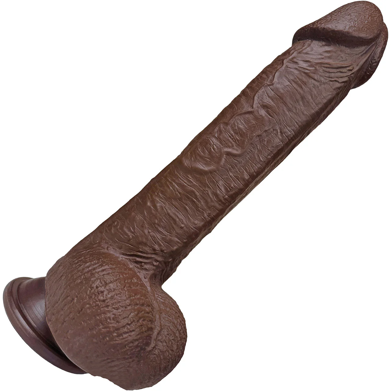 The Engineer 7 Inch Silicone Realistic Dildo With Balls & Suction Cup Base By Fukena - Chocolate - Image 3