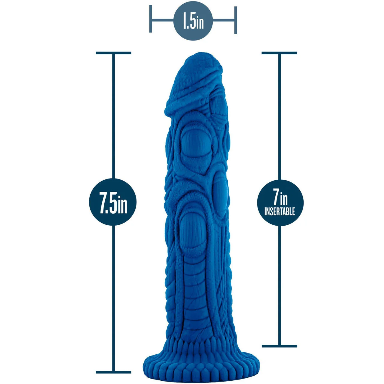The Realm Draken Silicone Lock On & Harness Compatible Dildo - Blue - Image 6