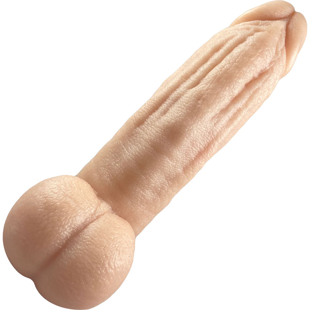 The Titan Giant 8.5" Platinum Silicone Ultrarealistic Dildo With Balls By Uberrime - Vanilla - Image 3