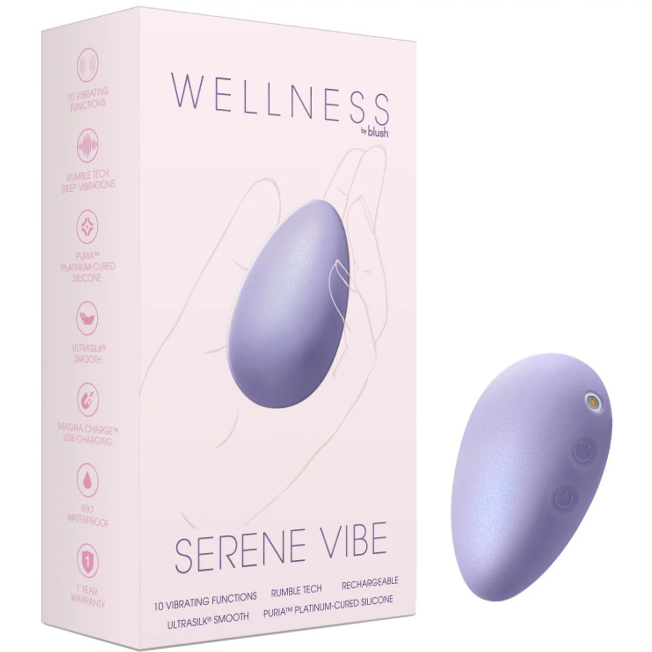 Wellness Serene Vibe Rechargeable Waterproof Silicone Vibrating Egg Massager By Blush - Image 9