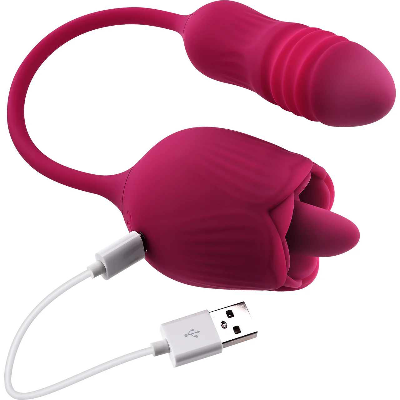 Wild Rose Rechargeable Silicone Dual Clitoral Stimulator By Evolved Novelties - Red - Image 8
