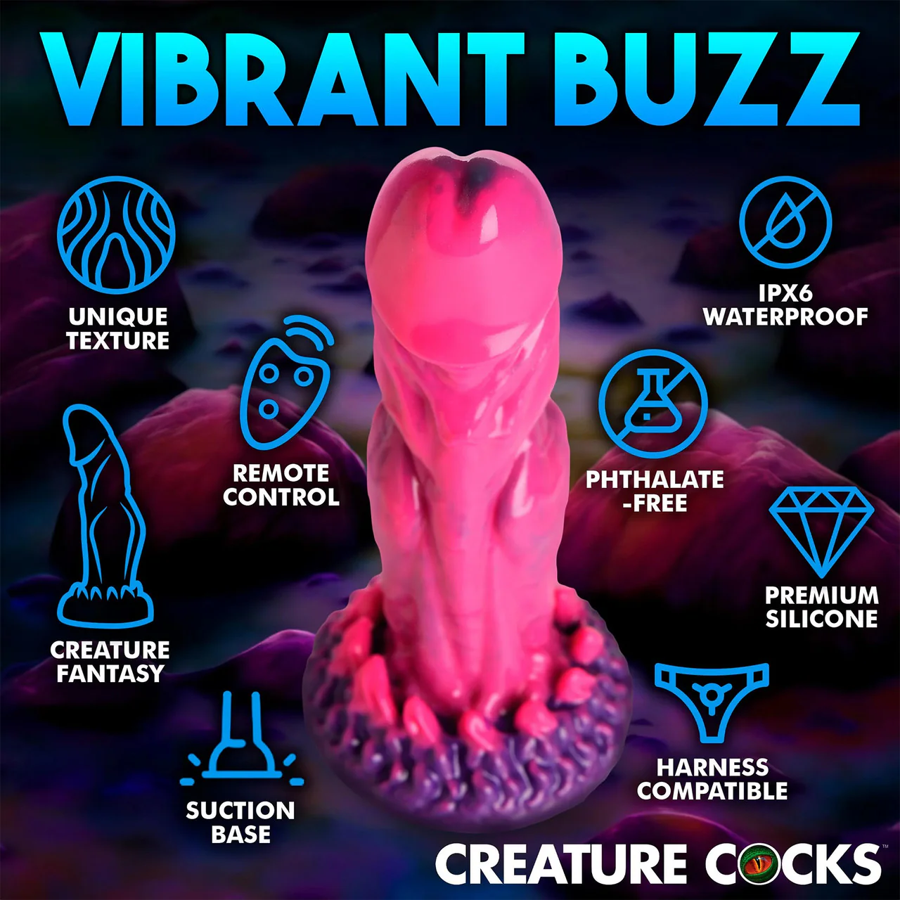 Xenox 8.75" Rechargeable Vibrating Silicone Suction Cup Dildo With Remote By Creature Cocks - Image 11