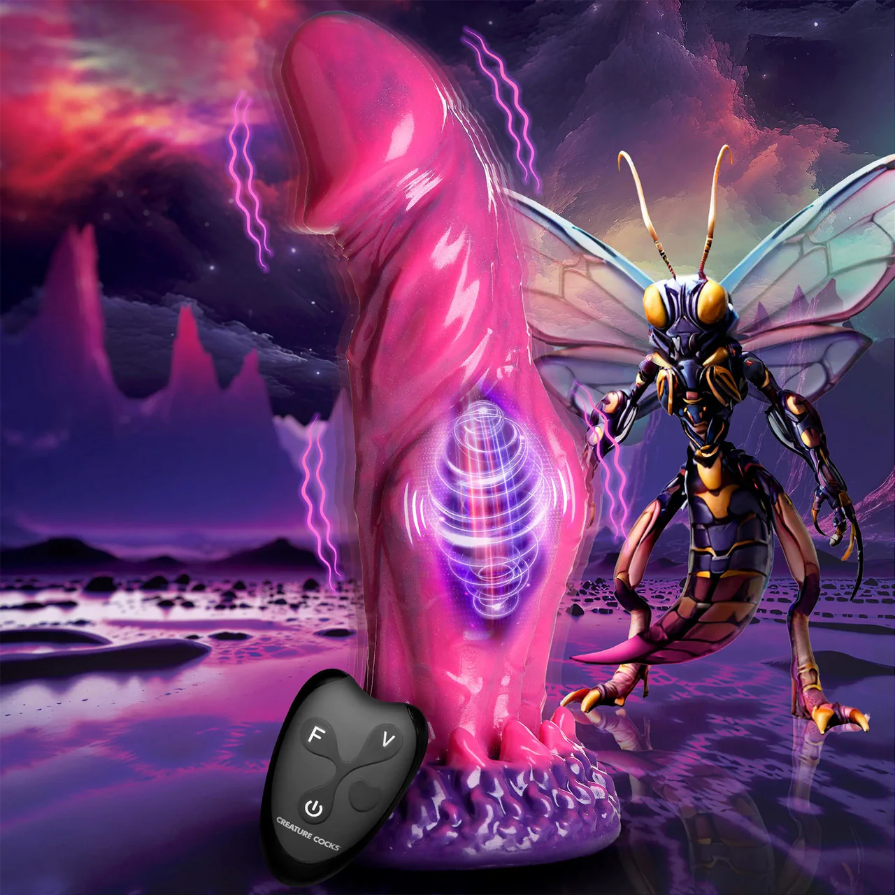 Xenox 8.75" Rechargeable Vibrating Silicone Suction Cup Dildo With Remote By Creature Cocks - Image 17