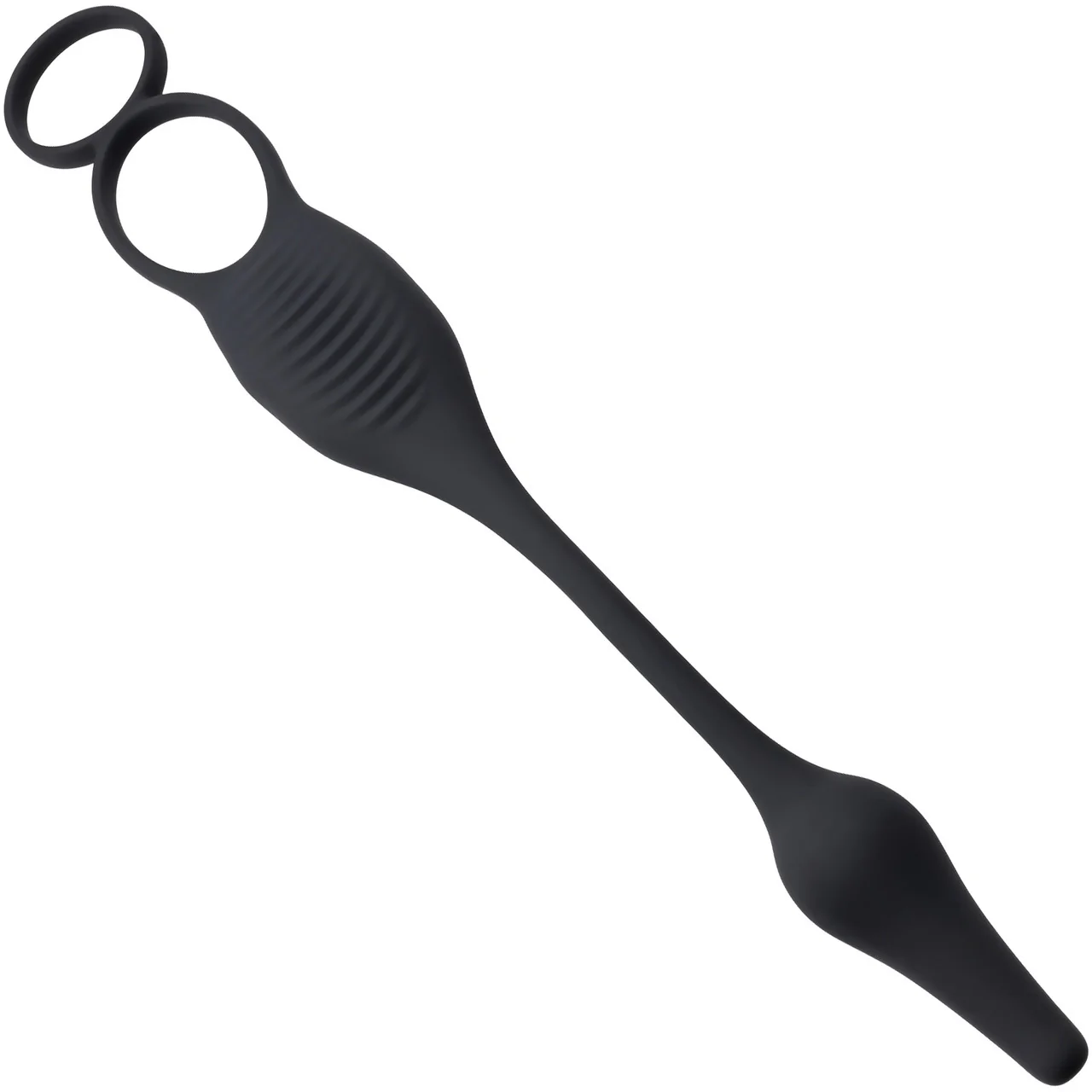 Zero Tolerance Plug & Tug Silicone Vibrating Anal Plug & Perineum Massager With Cock & Ball Rings - Black - Image 6